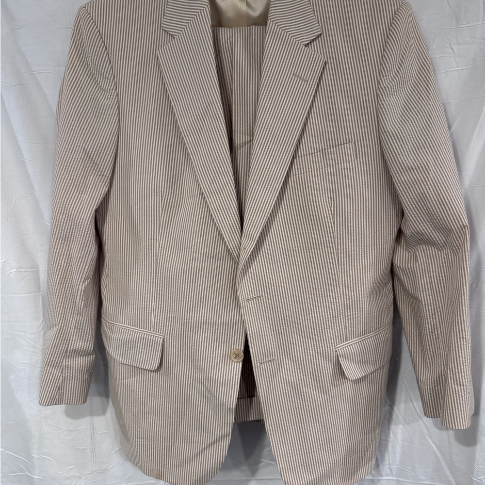 Men's Beige Striped Blazer
